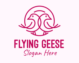 Pink Monoline Lovebird  logo design