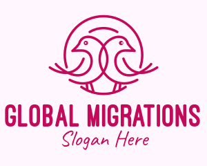 Pink Monoline Lovebird  logo design