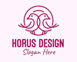 Pink Monoline Lovebird  logo design