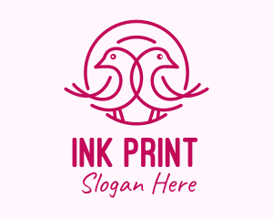 Pink Monoline Lovebird  logo design