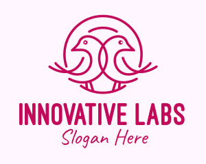 Pink Monoline Lovebird  logo design