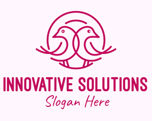 Pink Monoline Lovebird  logo design