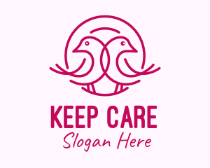 Pink Monoline Lovebird  logo design