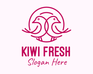 Pink Monoline Lovebird  logo design