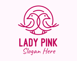 Pink Monoline Lovebird  logo design