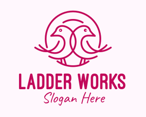 Pink Monoline Lovebird  logo design