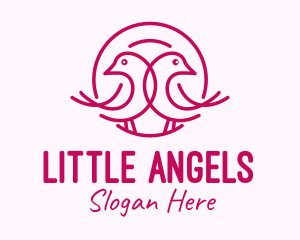 Pink Monoline Lovebird  logo design