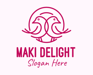 Pink Monoline Lovebird  logo design