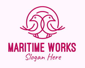 Pink Monoline Lovebird  logo design