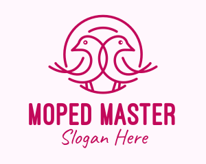 Pink Monoline Lovebird  logo design