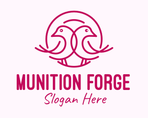 Pink Monoline Lovebird  logo design