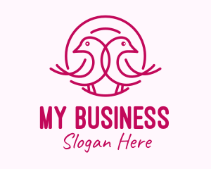 Pink Monoline Lovebird  logo design