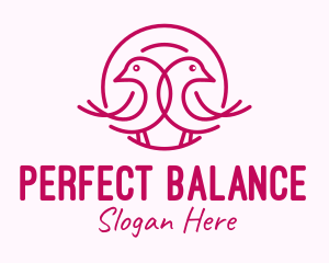 Symmetry - Pink Monoline Lovebird logo design