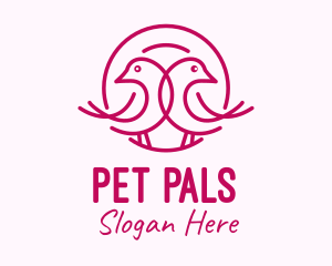 Pink Monoline Lovebird  logo design