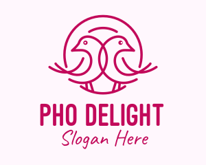 Pink Monoline Lovebird  logo design