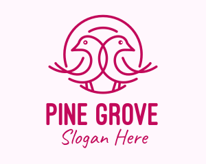 Pink Monoline Lovebird  logo design