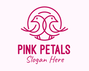 Pink Monoline Lovebird  logo design