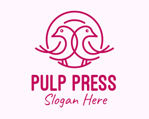 Pink Monoline Lovebird  logo design