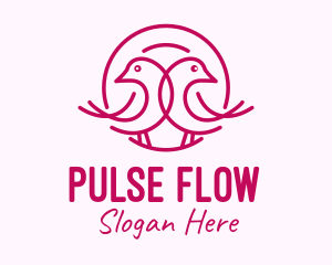 Pink Monoline Lovebird  logo design