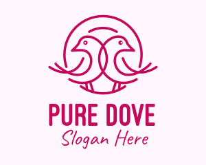 Pink Monoline Lovebird  logo design