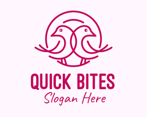 Pink Monoline Lovebird  logo design