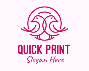 Pink Monoline Lovebird  logo design