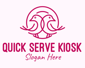 Pink Monoline Lovebird  logo design