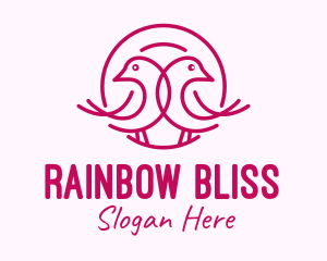 Pink Monoline Lovebird  logo design