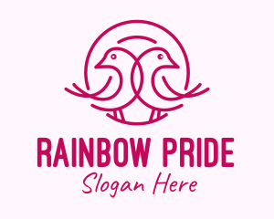 Pink Monoline Lovebird  logo design