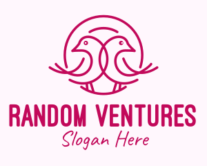 Pink Monoline Lovebird  logo design