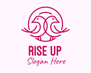 Pink Monoline Lovebird  logo design