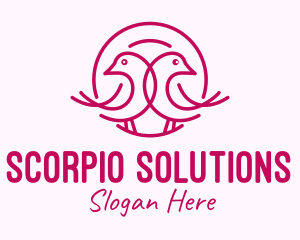 Pink Monoline Lovebird  logo design