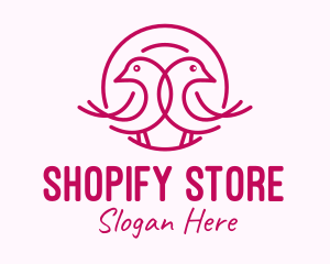 Pink Monoline Lovebird  logo design