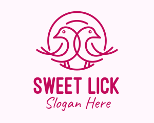 Pink Monoline Lovebird  logo design