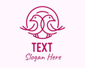 Pink Monoline Lovebird  logo design