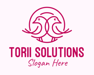 Pink Monoline Lovebird  logo design