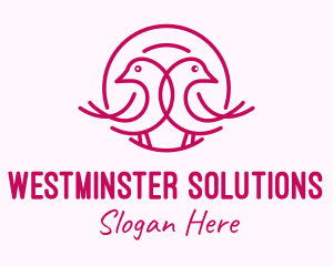 Pink Monoline Lovebird  logo design