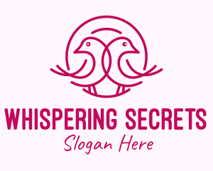 Pink Monoline Lovebird  logo design