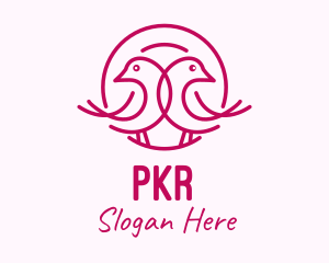 Pink Monoline Lovebird  logo design