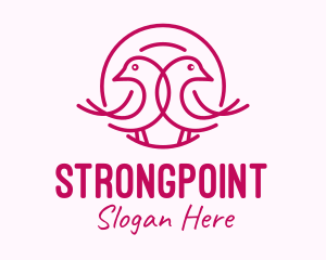 Pink Monoline Lovebird  logo design