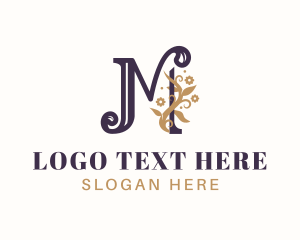 Yoga - Elegant Floral Letter M logo design