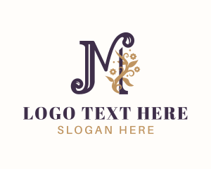 Vegan - Elegant Floral Letter M logo design