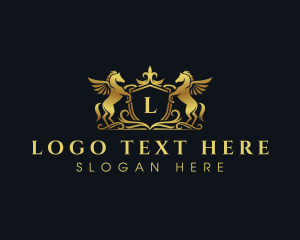 Luxe - Horse Pegasus Crown logo design