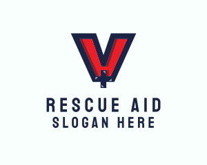 Rescue - Medical Letter V logo design