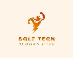 Power Bolt Human logo design