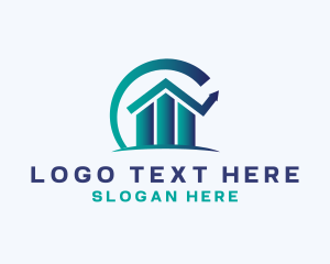 Bar Graph - Gradient House Graph logo design