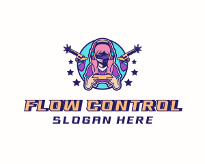 Girl Gun Game Controller logo design