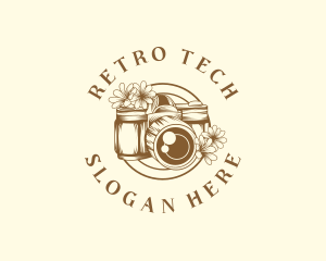 Retro Floral Camera logo design