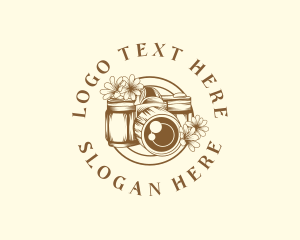 Lens - Retro Floral Camera logo design