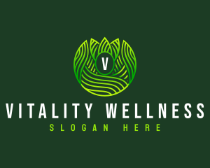 Wellness Leaf Waves logo design